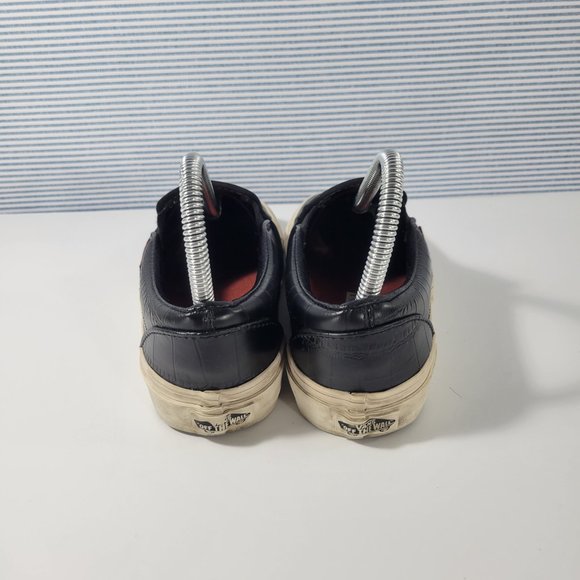 Vans Black Croc Embossed Leather Slip Ons Unisex Women's Size 6, Men's Size 4.5 - Picture 4 of 11